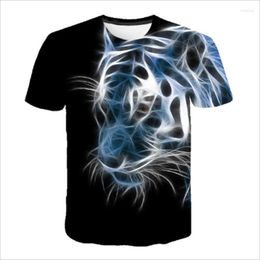 T-shirts pour hommes T-shirt imprimé tigre 3D été décontracté à manches courtes chemise à col rond mode col rond Cool