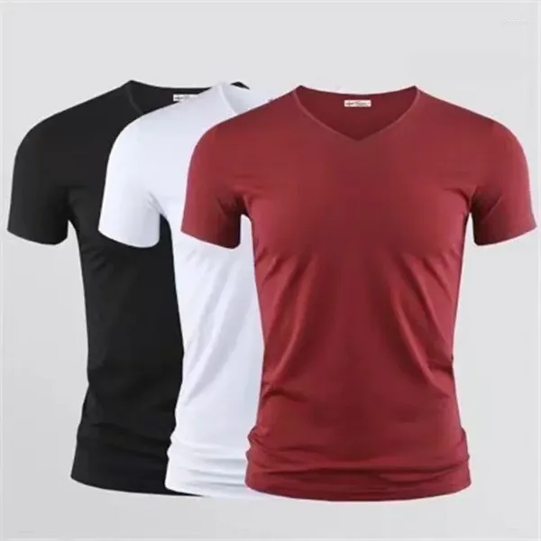 Camisetas para hombre, 3 uds., camisetas, camisetas, moda masculina, tendencias, camiseta de Fitness, verano, cuello redondo, manga corta, TDX04