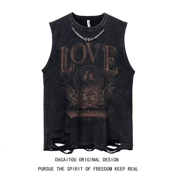 T-shirts pour hommes 4 modèles gilet style gothique haut court punk heavy metal recadré décontracté harajuku démon noir vintage lavé été streetwear 230417