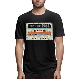 T-shirts pour hommes 40 ans en 1981 Arrivée Tshirt 40e anniversaire Cadeaux de cassette rétro coton vintage pour hommes Shirts266h