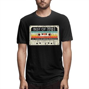 Camisetas para hombres 40 años en 1981 Llegada Camiseta 40.o Regalos de cumpleaños de cinta de casete Retro Vintage Algodón para hombres Camisas