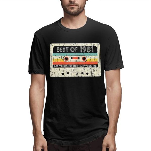 T-shirts pour hommes 40 ans en 1981 arrivée t-shirt 40e anniversaire cadeaux de cassette rétro Vintage coton pour hommes chemises