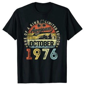 T-shirts voor heren 47e verjaardag T-shirt voor mannen sinds oktober 1976 Summer Fathers Day Gift grafische unisex tshirt 2024 katoen Q240514