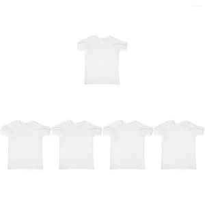 Paquete de 5 camisetas para hombre, camiseta de entrenamiento para hombre, camiseta a prueba de sudor para axilas, cómoda camiseta interior transpirable de lino y algodón blanco para hombre