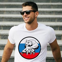 Heren t shirts 50154# vlag Rusland en beren shirt t -shirt top tee zomer mode cool o nek korte mouw