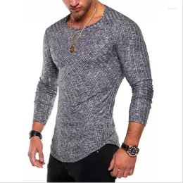 T-shirts pour hommes 6 couleurs hommes à manches longues hommes mode décontracté couleur unie serré fitness fond hip hop t-shirt marque hauts t-shirts