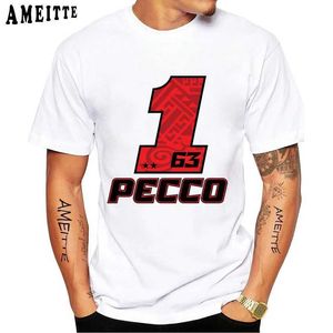 T-shirts voor heren 63 Francesco Pecco Bagnaia Nummer 1 GP 2023 Rijden klassieke T-shirt Boy Rider Casual T Shirts Motorfiets Sport Racing White TS T240425