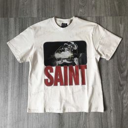 Heren T-shirts 666 Mode Luxe Merk SAINT MICHAEL High Street Astronaut Grafische Gedrukt Vintage Kleding Tops Tees T-shirt voor mannen T240126