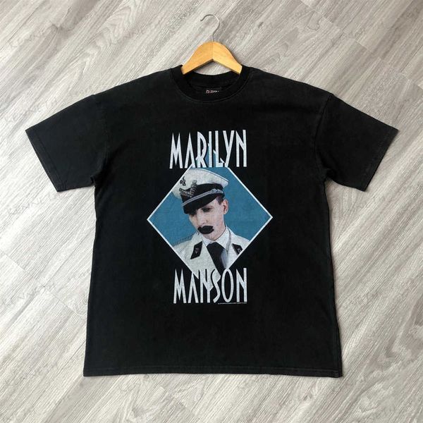 Camisetas para hombres 666 Ropa vintage Streetwear Hip Hop Marilyn Manson Impreso suelto de gran tamaño 100Cotton Tee Tops Camiseta para hombres Unisex T240126