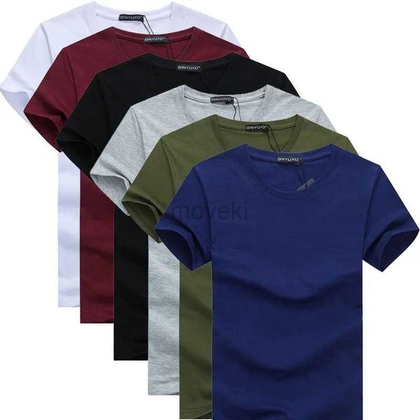 T-shirts masculins 6pcs 2024 Ligne de conception créative simple Couleur Colon Coton T-shirts Mens Nouveau style d'arrivée Sleette à manches courtes T-shirt Plus taille 2445