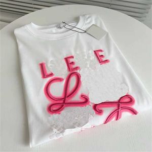 T-shirts voor heren 80% korting op de fabriek Outlet Online Luojia Zomer Nieuwe fluorescerende acne geborduurde letters Round Neck korte mouw damesmode losse t-shirt