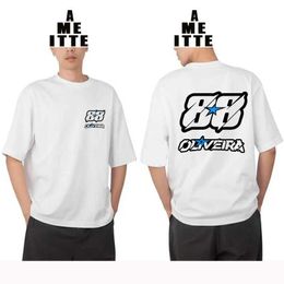 T-shirts voor heren 88# Miguel Oliveira 2023 Classic T-shirt Nieuwe Men Korte Slve Hip Hop Sport Boy Casual TS Motorfiets Rider Liefhebbers Witte tops T240425