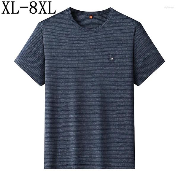 T-shirts pour hommes 8XL 7XL 6XL 2024 Été Haut de gamme Soie de glace Chemise respirante Hommes Vêtements surdimensionnés T-shirts en vrac Homme Casual Mens Tops Tees