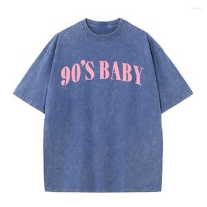 Heren T Shirts 90'S Baby Roze Brief Grappige Print Heren Shirt Katoen Luxe Tee Kleding Korte Mouw T-shirt Mode Losse T-shirt Sweat Tops