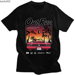 T-shirts pour hommes des années 90 Vintage Out Run Top T Shirt Camisas Hommes Mode Old School Japan Arcade Tops Hombre Video Game Outrun Tee Top Camisas W0224