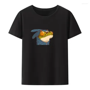 T-shirts voor heren A Frog With Ideas Katoenen T-shirts Hipster Cool Patroon Creatief Camisa Print Nieuwigheid Ademend Korte mouwen O-hals Anime