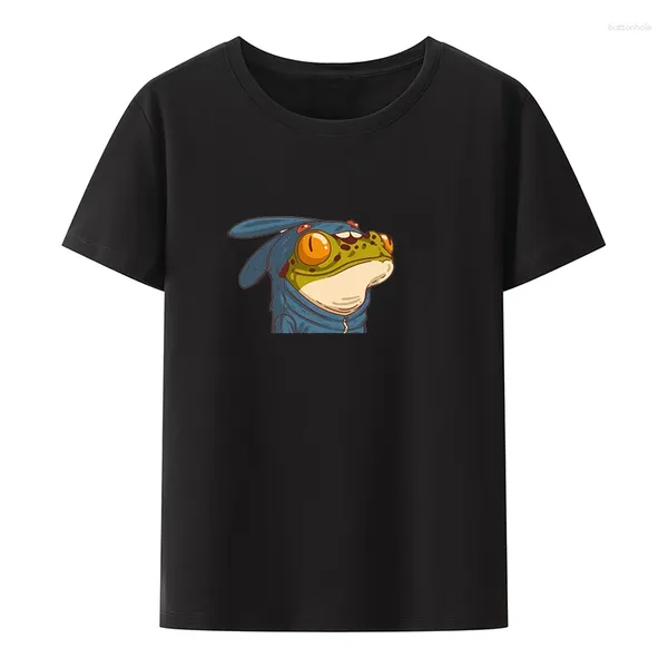 T-shirts pour hommes Une grenouille avec des idées T-shirts en coton Hipster Cool Motif créatif Camisa Imprimer Nouveauté Respirant à manches courtes O-cou Anime