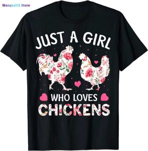 T-shirts pour hommes une fille qui aime les poulets T-shirt de ferme de fleurs de poulet mignon Tops en coton T-shirts personnalisés Nouveau design Top T-shirts 0301H23