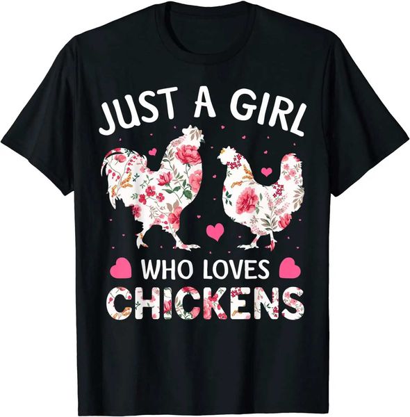 T-shirts masculins Une fille qui aime les poulets mignons de poulet fleurs t-shirt t-shirt coton ts ts new design top t-shirts t240425