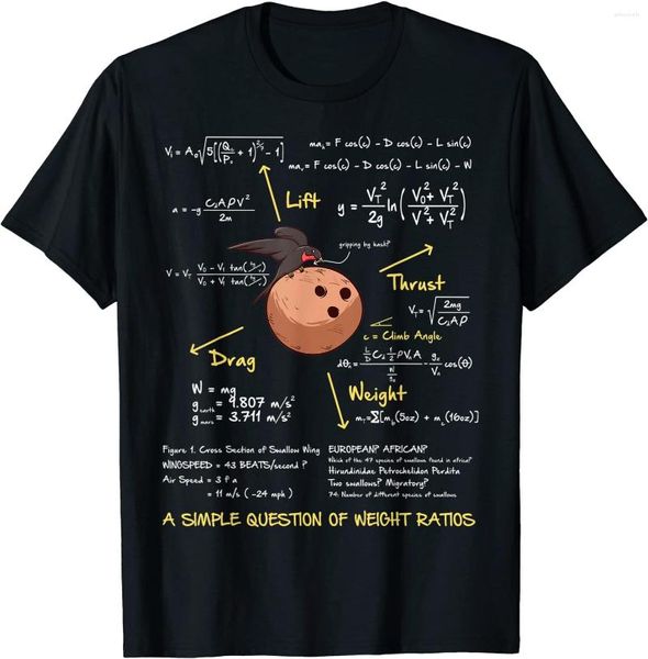 T-shirts pour hommes Une simple question de ratios de poids T-shirt mathématique drôle Tops en coton T-shirts Chemise personnalisée décontractée