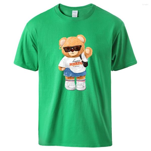 T-shirts pour hommes Un jeune ours fille pleine de vitalité T-shirt pour hommes T-shirt en coton doux Basic All Match Vêtements respirants Vintage Classic