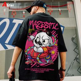 T-shirts voor heren Abfer 2022 Hip Hop T-shirt Chinese stijl Panda Graffiti Harajuku Loose Men T Shirt Casual Summer Oversized Male Graphic Tees J230509