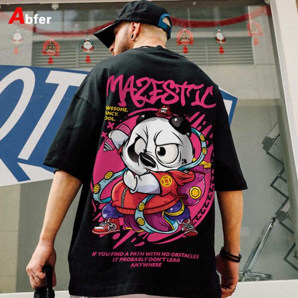 T-shirts hommes Abfer 2022 Hip Hop T-shirt Style chinois Panda Graffiti Harajuku Lâche Hommes T-shirt Casual Été Surdimensionné Mâle Graphique Tees J230509