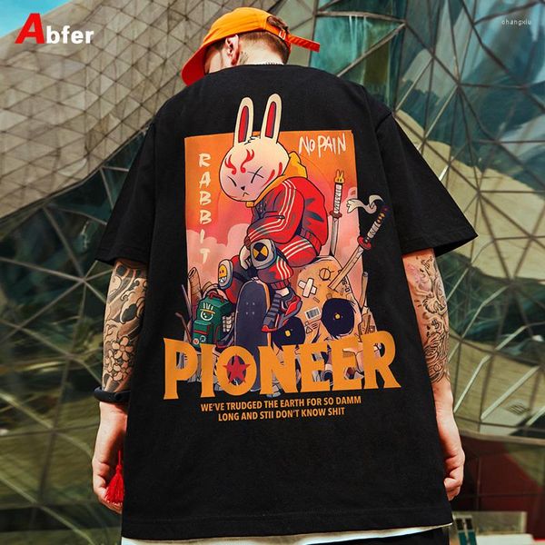 Camisetas de hombre Abfer, camiseta de verano para hombre, camiseta de manga corta con estampado de letras, camiseta holgada de algodón con estampado de dibujos animados, camisetas gráficas para parejas, ropa