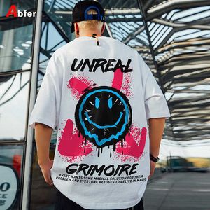 T-shirts voor heren Abfer Western Style Zomer Katoen Hip Hop Half Mouw Oversized T-shirt Men Smile Graphic T Shirts Y2K Kleding Harajuku Tops Tee J230509