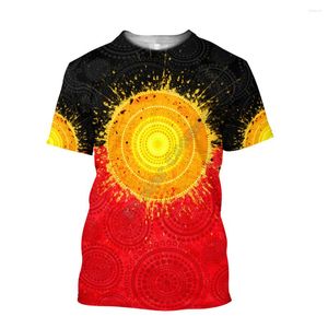 Heren t shirts Aboriginal vlag inheemse zon schilderen kunst 3d bedrukt voor mannen en vrouwen zomer casual tees t-shirt