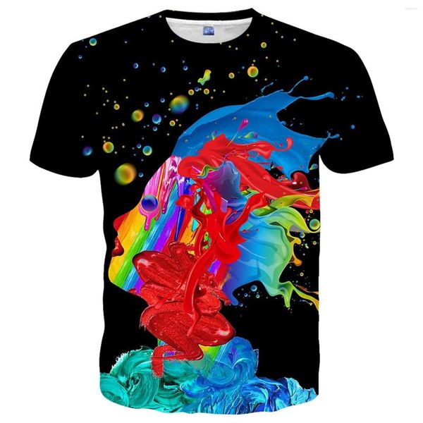 Camisetas para hombre Arte abstracto Tie Dye Camisetas con estampado gráfico 3D para hombres y mujeres Camisetas casuales de manga corta de verano Tops Ropa del universo