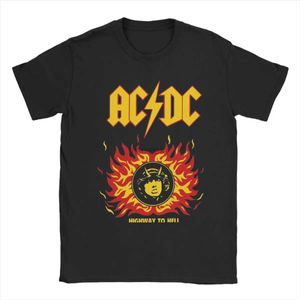 T-shirts masculins AC DC Back in Black Mens T-shirts Rock Band Novelty Tee Shirt Short Crew Crew Necy T-shirt Cotton Plus taille Tops 2443