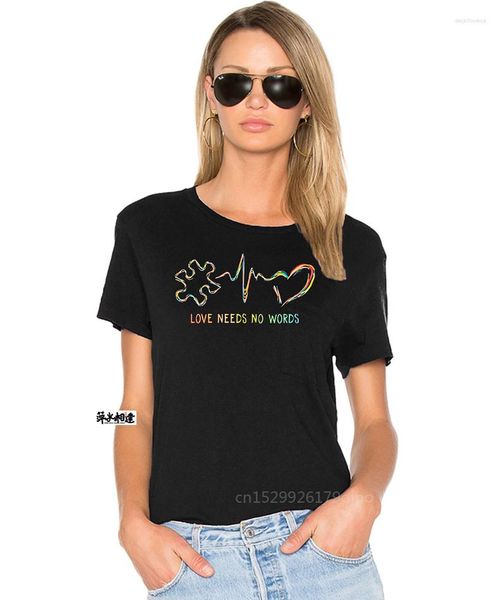 Camisetas para hombres Aceptar comprensión del amor del corazón Autismo colorido Camisa negra s 4xl