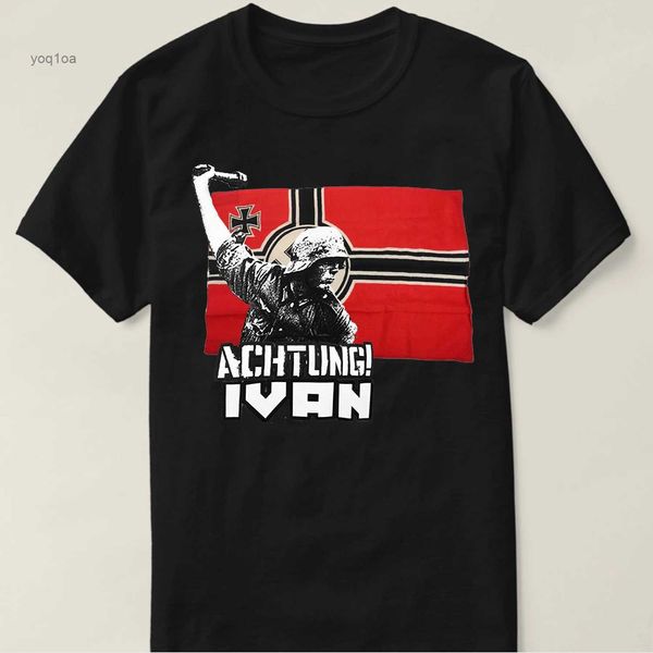 T-shirts masculins Achtung Ivan Wwii Flag de bataille allemand Wehrmacht Army soldat Infantry Tshirt Men Vêtements rétro T-shirt Tee Ropa Hombre