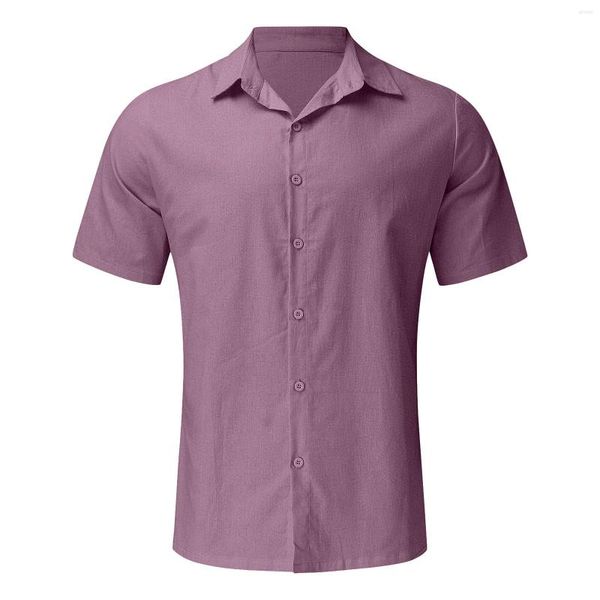 T-shirts pour hommes Active Dry Cotton Linen Casual pour hommes Chemise boutonnée à manches courtes Dress Loose Fit Outdoor