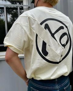 T-shirts pour hommes ADDOFF coréen marée marque T-shirt Fragment coupé dos couture lettre à manches courtes pur coton lâche décontracté