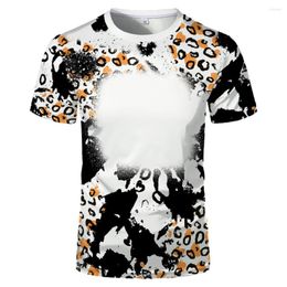 Camisetas para hombres, adultos, niños, lejía, diseño personalizado, estampado de leopardo, camisetas, sublimación, camiseta en blanco, poliéster blanqueado