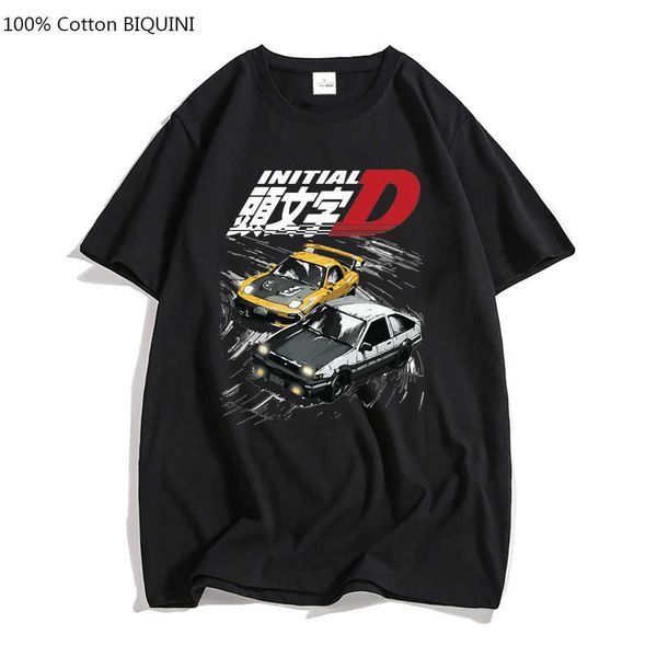 T-shirts pour hommes AE86 Japon Anime Initial D T-shirt Hommes Été Cool Manches Courtes Tshirt Casual Homme Tshirt Racing Drift Car Graphic Cotton Tees T230103