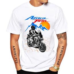 Camisetas para hombres África Twin CRF1000L Riding Tshirts Men Short Slve GS Adventure Motorcycle Camiseta Hip Hop Boy Tops Casual TS T240425