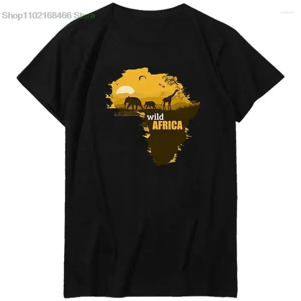 Camisetas para hombres Africa Mapa salvaje Wild Manga Camiseta gráfica unisex Camiseta blanca negra Summer Harajuku Clothing