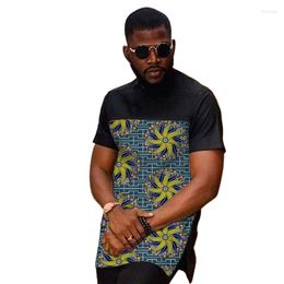 Heren t shirts African Party Men's Tops Summer Tee patchwork dashiki zwarte korte mouwen mannelijke Nigeriaanse mode -outfit