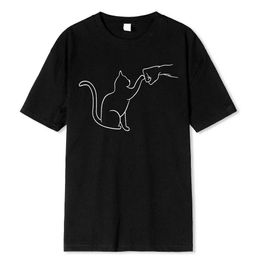 T-shirts-overeenkomst voor heren bereikt met Cat T-Shirt Dames O-Neck Fashion Print Street Clothing grafisch Harajuku Leuke Casual Retro Summer Unisex T-Shirtl2405L2405
