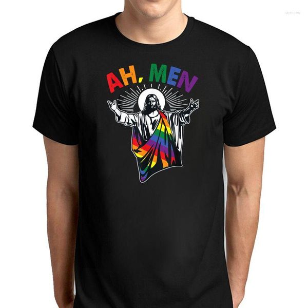 Hommes t-shirts Ah hommes drôle LGBT Gay Pride jésus femmes T-shirt coton classique col rond à manches courtes été Couple Harajuku vêtements