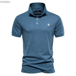 Heren T-shirts AIOPESON 100% katoenen borduurwerk herenpoloshirts effen kleur korte mouwen poloshirts voor heren nieuwe zomer merk sociale polo's herenL240110