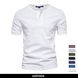 Hommes s T-shirts AIOPESON 100 Coton Henley Col T-shirt Hommes Casual Haute Qualité D'été À Manches Courtes Hommes Chemises De Mode De Base T-shirt Mâle 230720