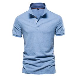 T-shirts pour hommes AIOPESON Coton Polos pour hommes Couleur unie Polo classique pour hommes Manches courtes Top Qualité Casual Business Social Polo Men 230313