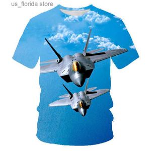 T-shirts pour hommes Avion Fighter T-shirt graphique pour hommes Tops Impression 3D Vêtements pour femmes Été Casual Enfants T-shirt Funny Boys Girls Strtwear Y240321