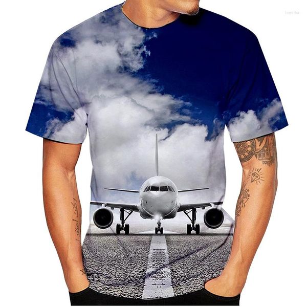 T-shirts pour hommes avions 3d imprimé t-shirts ciel vol avion streetwear homme femme décontractée mode chemise surdimensionnée pour enfants