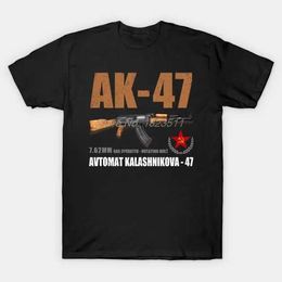 T-shirts masculins AK-47 Avtomat Kalashnikova Russian Riffle T-shirt Mens T-shirt New Men Cotton Tshirt ts Strtwear Harajuku T240510