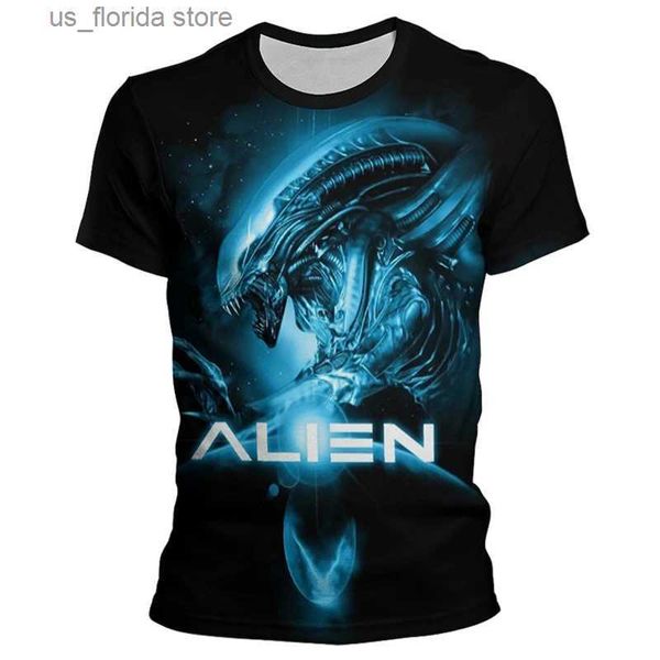 Camisetas para hombres Alien Movie Character Print T Shirt Horror Face Hugger Graphic Top Ts Respirar Secado rápido Multicolor Short Slve Strtwear Y240321